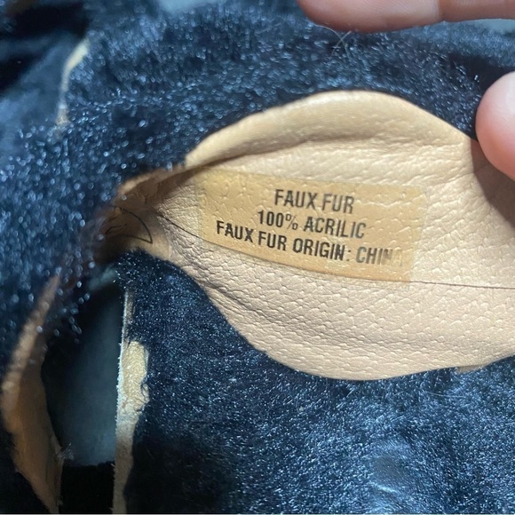 Jack Rogers Lauren Slide Sandals Black Faux Fur - Picture 4 of 9